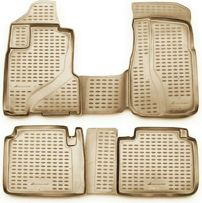 Novline Set of Front and Rear Mats Tray Type 4pcs from Rubber for Honda CR-V Beige