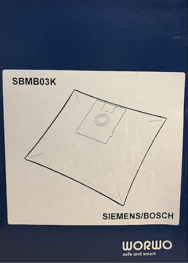 Worwo SBMB03K Vacuum Cleaner Bags 4pcs Compatible with Vacuum Cleaner Bosch / Siemens / Ufesa