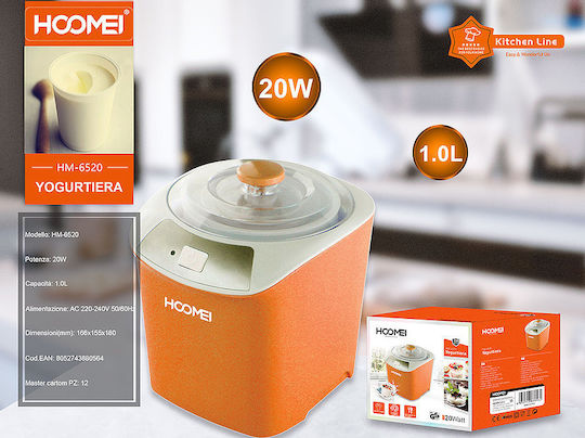 Hoomei Yogurt Maker with Container 1lt Orange 20W