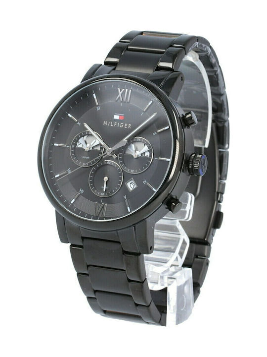 Tommy Hilfiger Evan Men's Watch 44mm Chronograph Battery with Black Metal Bracelet