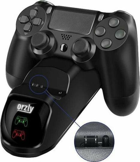 Orzly Dual charging Dock Βάση για 2 χειριστήρια PS4 Μαύρη 2PS4DOCDUAL
