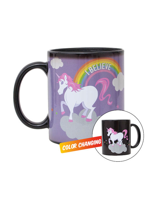 Thumbs Up Unicorn Heat Change Mug Wärmewechsel Tasse Keramik Schwarz 300ml 1Stück