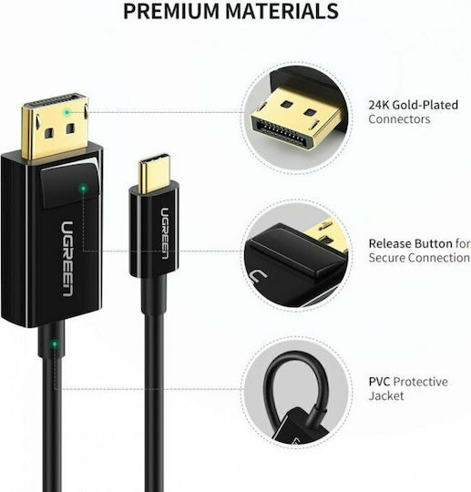 Ugreen Cablu USB 3.0 USB-C Masculin DisplayPort PD Negru 1.5m 50994