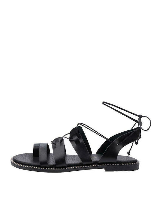 Amelia Handmade Suede Lace-Up Women's Sandals Black