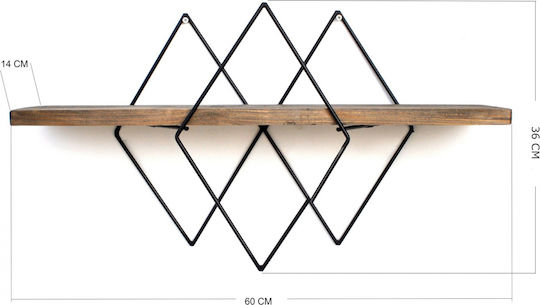 Wall Shelf Chantria Walnut / Black 60x14x36cm