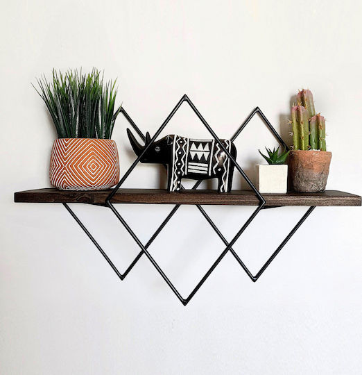 Wall Shelf Chantria Walnut / Black 60x14x36cm