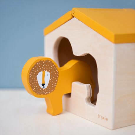 Trixie Shape Sorting Toy House Mr. Lion made of Wood for 18++ Months