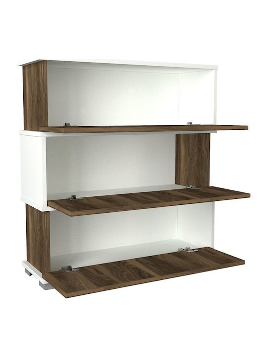 Mirabell Wooden Shoe Organizer with 3 Shelves White / Walnut 90x30x93cm