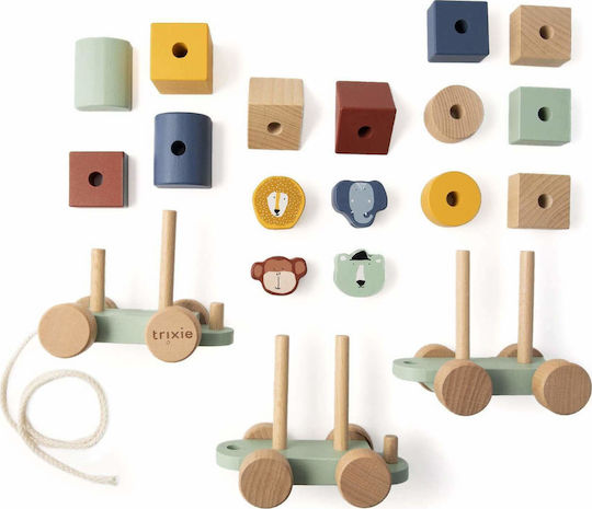 Trixie Pull-Along Toy Animal Train made of Wood for 18++ Months