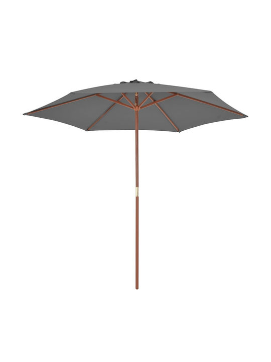 Garden & Terrace Floor Wooden Round Parasol Gray