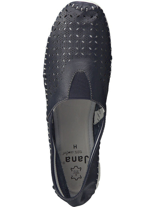 Leather Women's Moccasins in Blue Color