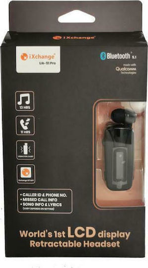 iXchange UA51 Pro In-ear Bluetooth Handsfree Ακουστικό Πέτου Μαύρο