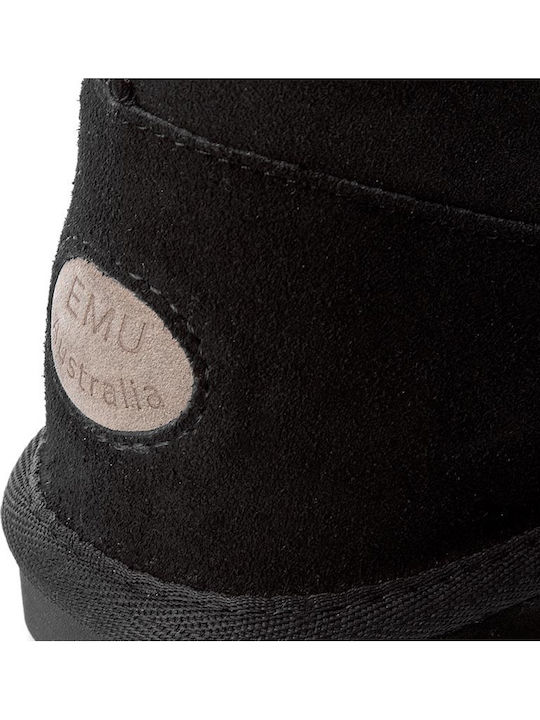 Stinger Suede Γυναικεία Μποτάκια με Γούνα Μαύρα
