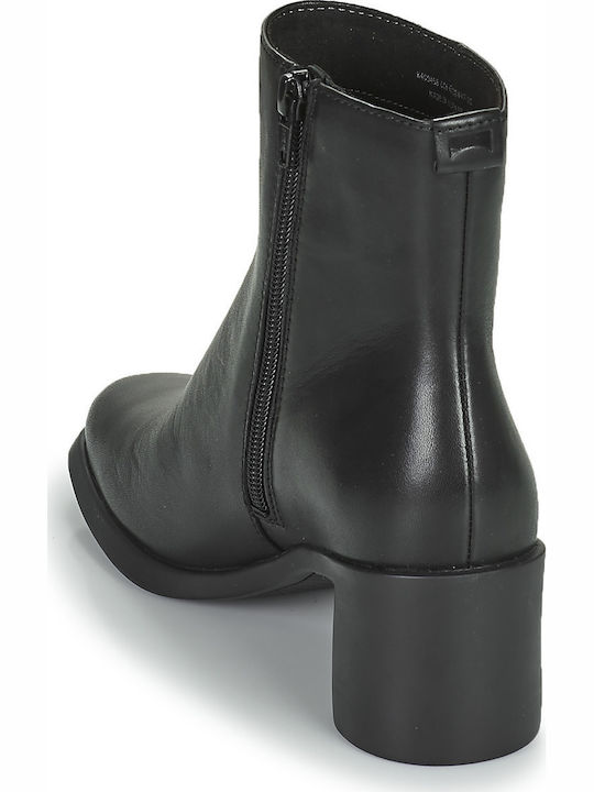 Meda Leather Women's Chelsea Boots with Medium Heel Black