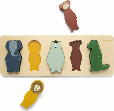 Wooden Kids Peg Puzzle Shape Animals for 1+ Years 5pcs Trixie