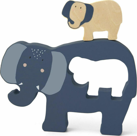 Дървено Детски Пъзел с Шипове Baby Mrs. Elephant за 1+ Години 2бр Trixie