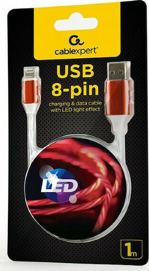 Cablexpert LED USB-A zu Lightning Kabel 10W Rot 1m (CC-USB-8PLED-R-1M)