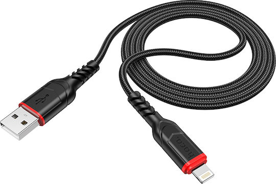 Hoco Victory X59 Braided USB-A la Cablu Lightning 12W Negru 1m (HC-X59-LIGHT-BLC)