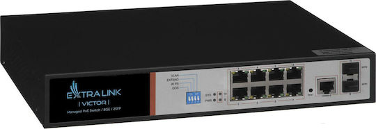 Extralink Viktor Managed L2 PoE Switch with 8 Gigabit (1Gbps) Ethernet Ports and 2 SFP Ports