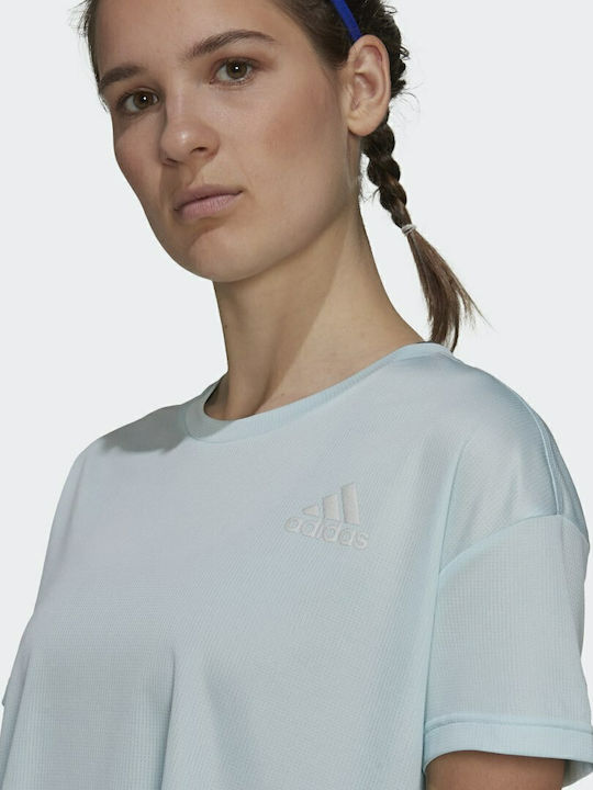 Fast Primeblue Γυναικείο Crop T-shirt Fast Drying με Διαφάνεια Halo Blue