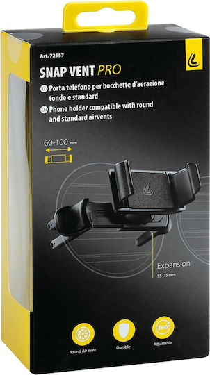 Lampa Snap Vent Pro 60 Βάση Κινητού Αυτοκινήτου με Ρυθμιζόμενα Άγκιστρα Μαύρη