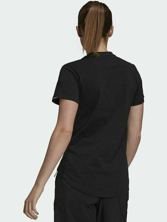 Adidas Terrex Pocket Graphic Damen Sport T-Shirt Schnell trocknend mit Durchsichtigkeit Schwarz
