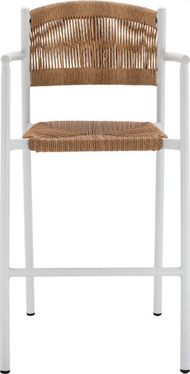 Gartenhocker Für Bar Außeneinsatz Aus Aluminium Weiß 55,5x58x107cm