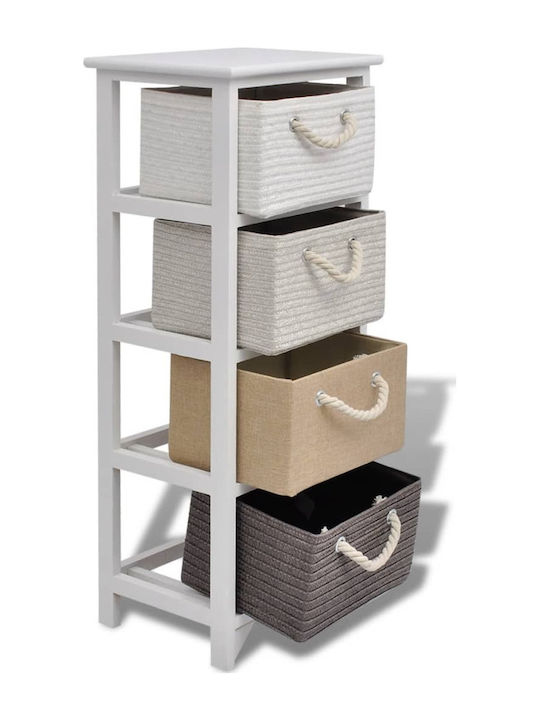Drawers Storage Made of Wood & Fabric with 4 Drawers Colorful L35xW27xH86cm