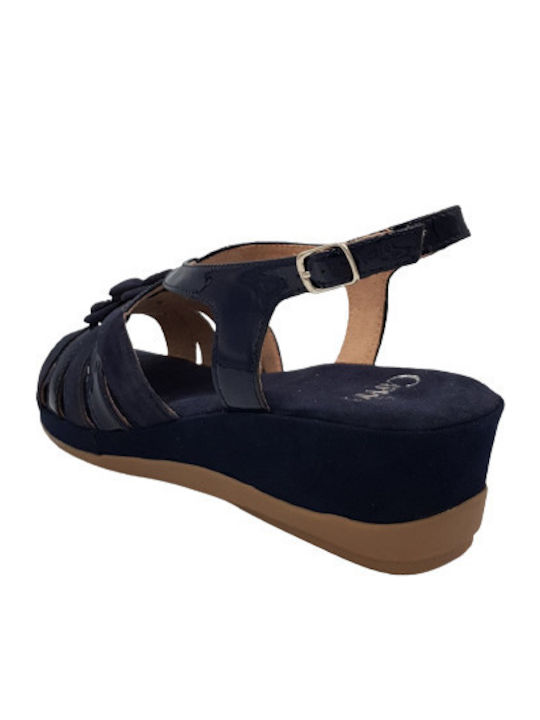 Anatomic Women's Leather Platform Shoes Navy Blue