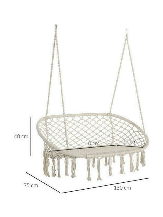 Outsunny Macrame Double Hammock Ecru 130x75cm Outsunny Macrame Double Hammock Ecru 130x75cm