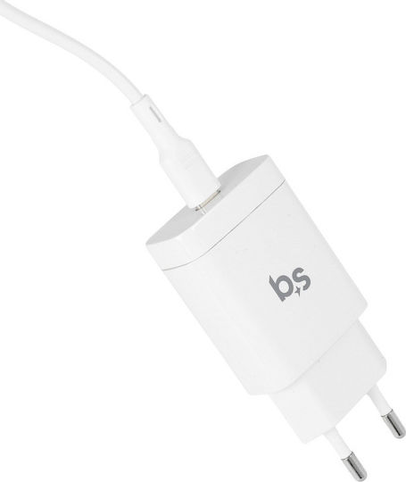 Blue Star Φορτιστής με Θύρα USB-C και Καλώδιο USB-C - Lightning 18W Power Delivery Λευκός (5903396071492)