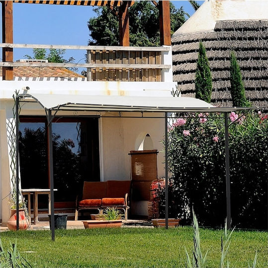 Garden Pergola from Metallic with Ceiling in Beige Colour 300x250x250cm
