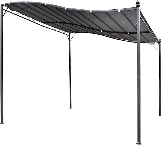 Pergolă De Grădină Din Metal Cu Tavan Gri 297x297x250cm