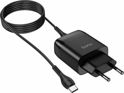 Hoco USB-C Cable & USB-A Wall Adapter Μαύρο (C72Q Glorious)