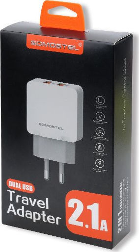 Somostel Ladegerät ohne Kabel mit 2 USB-A Anschlüsse Weißs (SMS-A13)