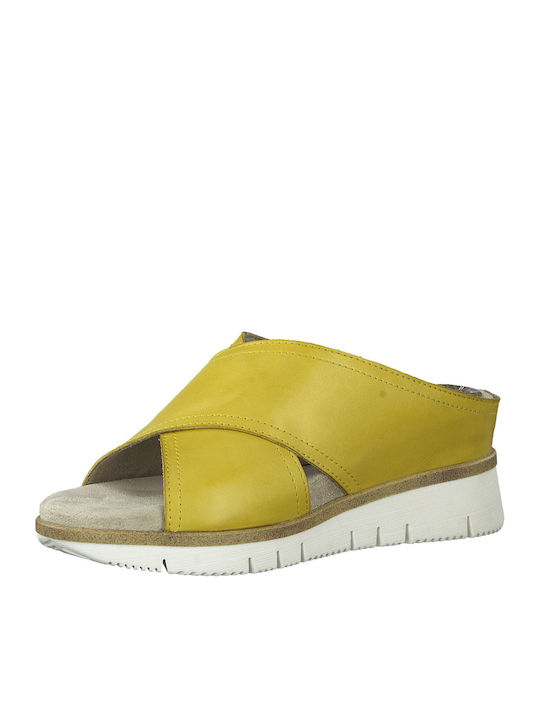 Marco Tozzi Women's Leather Platform Shoes Yellow