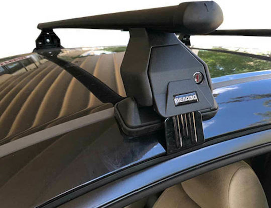 Menabo Metallic Car Roof Bars 112cm for Mini Cooper 3D Set with Roof Rack Legs Black