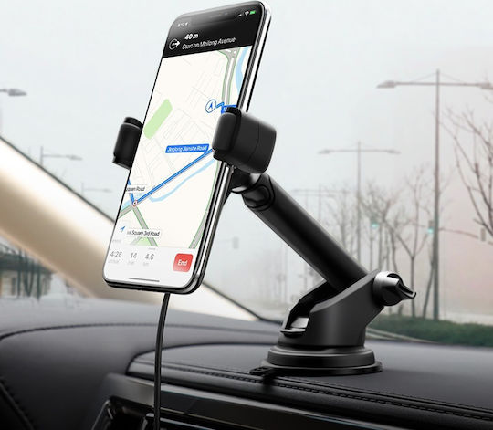 Hoco S12 Rich Wireless Charger Car Mobile Mount 4.5" - 6.5" with Adjustable Hooks Black