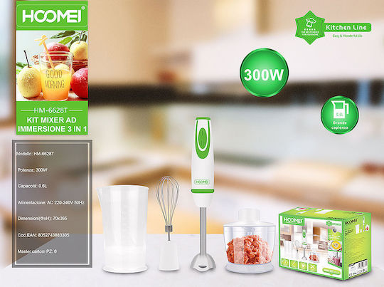 Hoomei Handmixer mit Inox-Stab 300W Weiß
