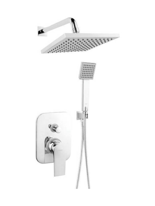 Ferro Squerto Built-In Showerhead Set with 2 Exits Silver