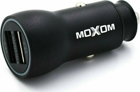 Moxom MX-VC04 Auto-Ladegerät 2.4A Schnellladung mit Anschlüssen: 2xUSB 1xType-C mit Kabel Typ-C,TC-TC Schwarz Farbe
