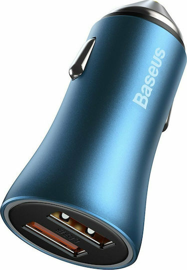 Baseus Car Charger 5A Fast Charging with Ports: 2xUSB Blue Color