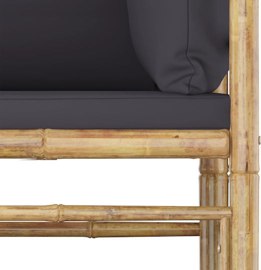 Fotoliu de exterior Bambus Bej cu pernă 70x70x60cm