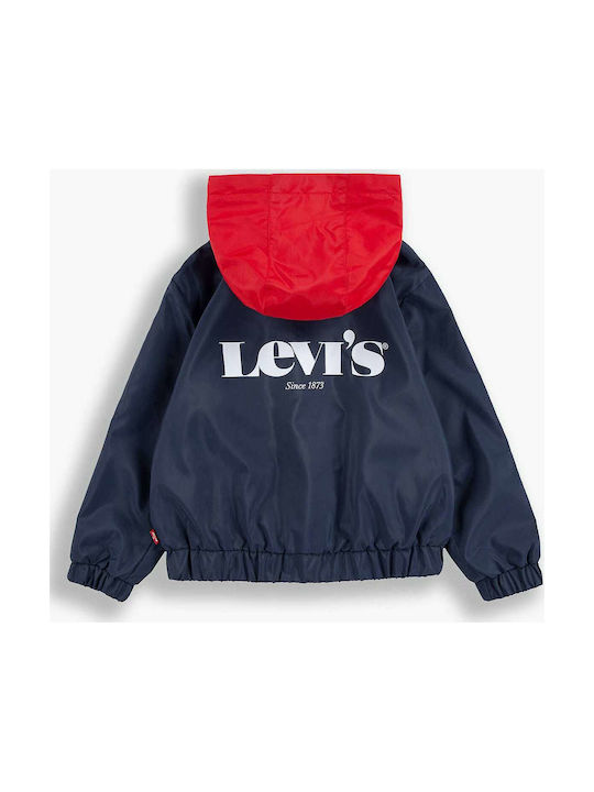 Levi's Jachetă pentru copii Scurt Antivant cu glugă Albastru marin