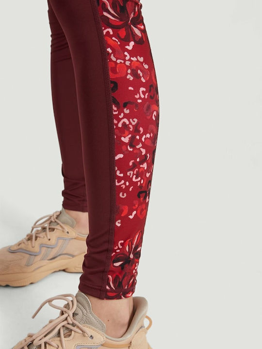 Frauen Lang Leggings Hochgeschnitten Burgundisch
