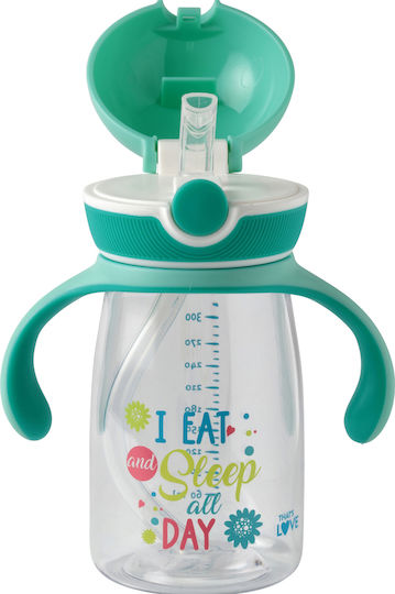 That's Love Cănuțe pentru Copii și Bebeluși cu Mânere și Pai din Plastic Verde 1buc 280ml pentru m+