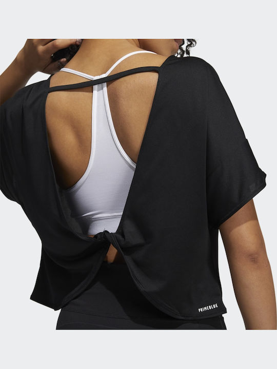 Primeblue Women's Summer Crop Top Short Sleeve Black