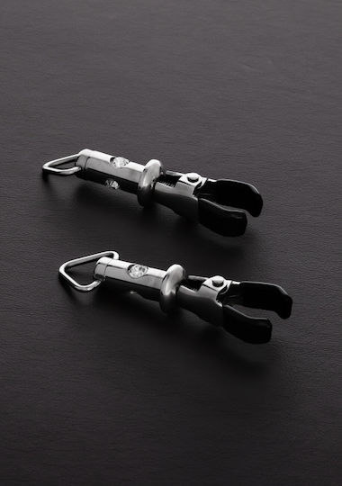 Triune Barrel Tit Clamps with 3 Gemstones Nipple Clamps in Gray Color 2pcs