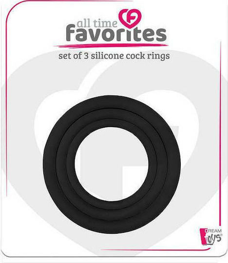 Dream Toys All Time Favorites Silicone Cockrings Black 3pcs
