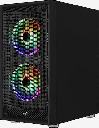 Aerocool Graphite ARGB Gaming Midi Tower Κουτί Υπολογιστή με Πλαϊνό Παράθυρο Μαύρο